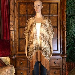 Chiffon Fringe Natural Snake Kimono